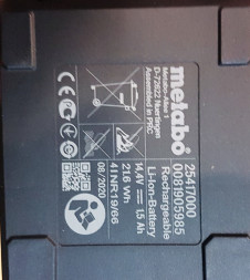 Аккумулятор Metabo Li-Ion 14,4В, 1.5Ач 21Wh 25417000